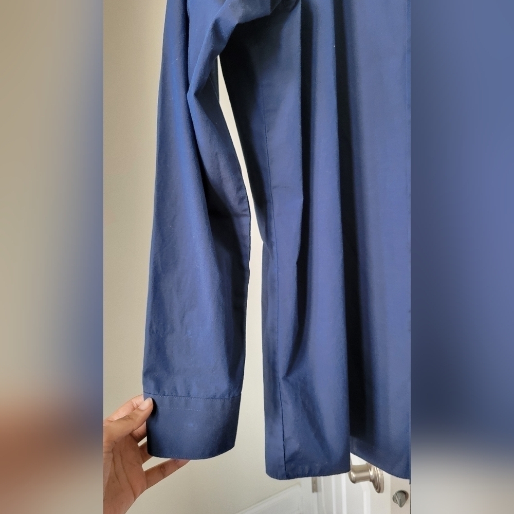 Kenneth Cole Unlisted Tall Fit Button Down Long Sleeve Men Blue Shirt Size: 17.5 - Picture 4 of 7